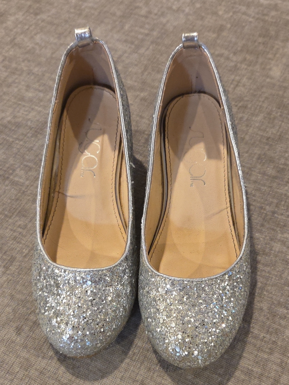 Girls Glitter Silver Kitten Heels